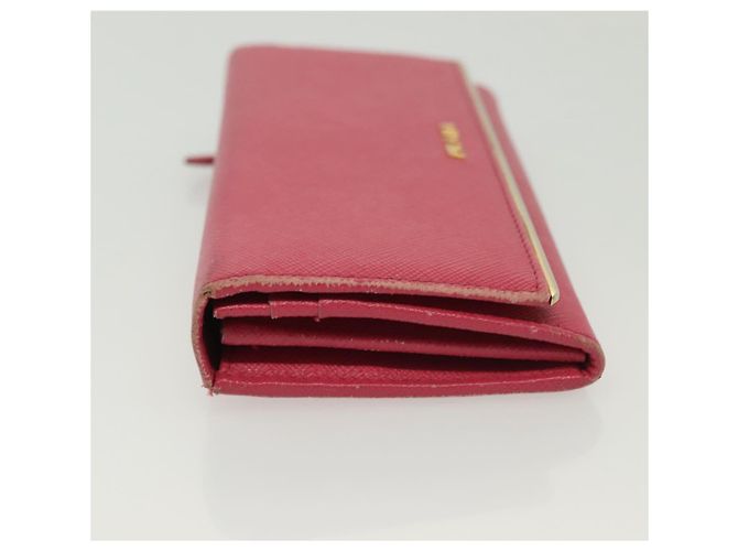 Saffiano PRADA Cartera Larga de cuero Safiano Rosa Oro Auth sw1442 Dorado - vista 5