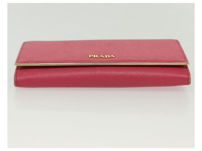 Saffiano PRADA Cartera Larga de cuero Safiano Rosa Oro Auth sw1442 Dorado - vista 7