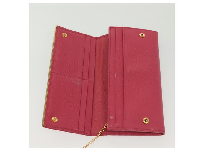 Saffiano PRADA Cartera Larga de cuero Safiano Rosa Oro Auth sw1442 Dorado - vista 9