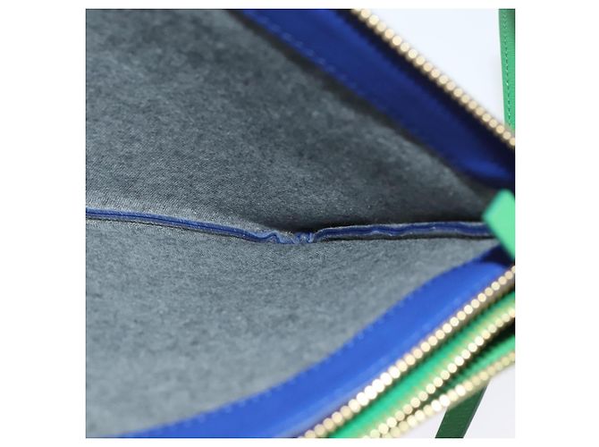 Céline Borsa a Spalla CELINE Trio in Pelle Verde Oro Auth BA5510 D'oro - vista 17