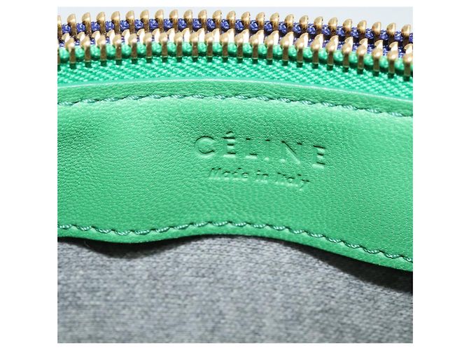 Céline Borsa a Spalla CELINE Trio in Pelle Verde Oro Auth BA5510 D'oro - vista 19