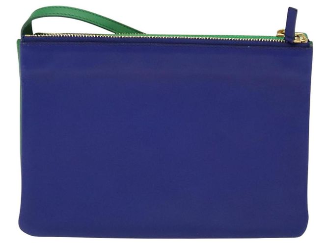 Céline Borsa a Spalla CELINE Trio in Pelle Verde Oro Auth BA5510 D'oro - vista 2
