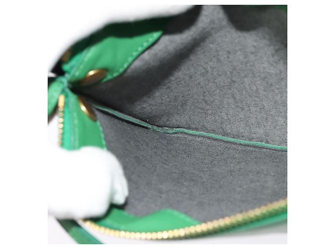 Céline Borsa a Spalla CELINE Trio in Pelle Verde Oro Auth BA5510 D'oro - vista 22
