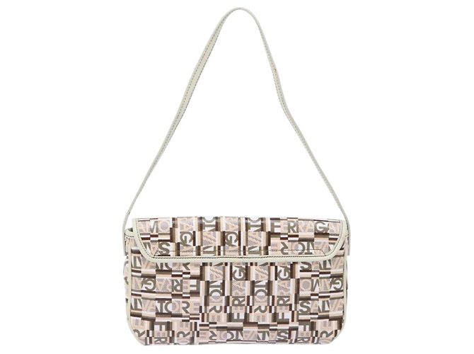 Pochette Accessorio Salvatore Ferragamo PVC Beige Argento Auth BA5509 - vista 2
