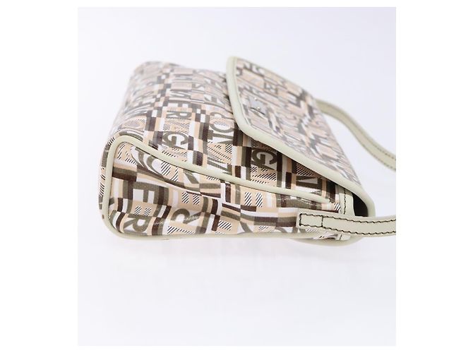 Pochette Accessorio Salvatore Ferragamo PVC Beige Argento Auth BA5509 - vista 3