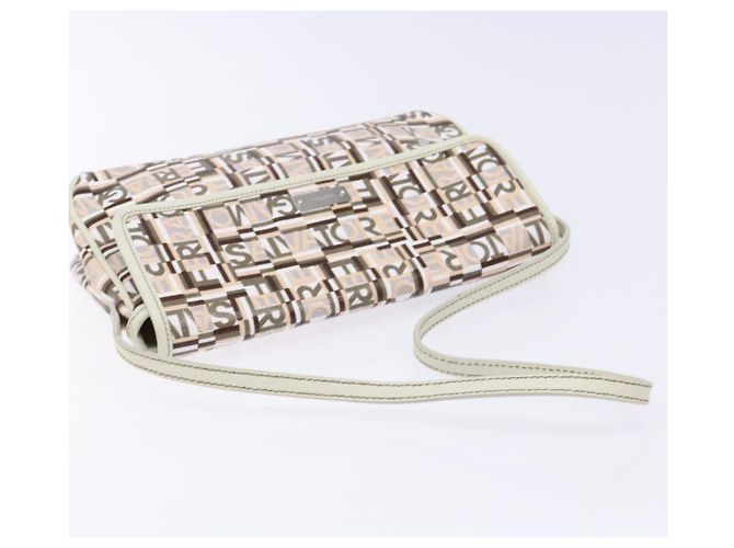 Pochette Accessorio Salvatore Ferragamo PVC Beige Argento Auth BA5509 - vista 7
