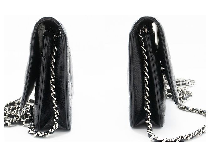 Wallet On Chain CHANEL Cartera de cadena de piel de ternera granulada negra WOC Negro - vista 5