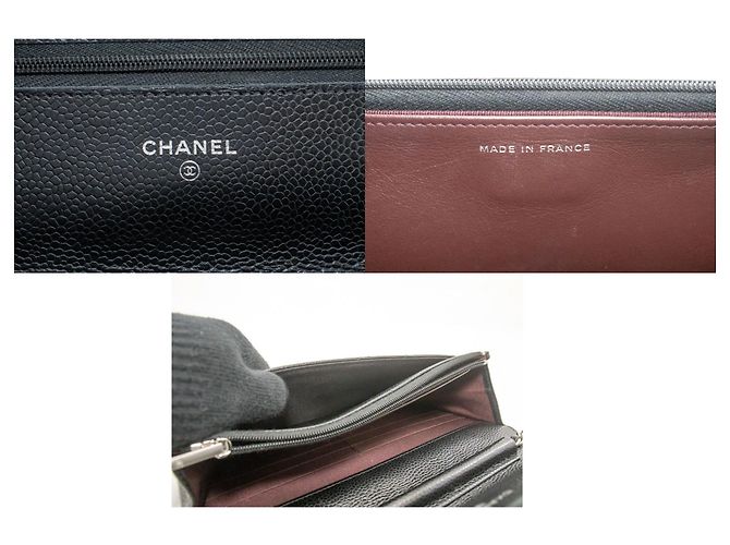Wallet On Chain CHANEL Cartera de cadena de piel de ternera granulada negra WOC Negro - vista 8