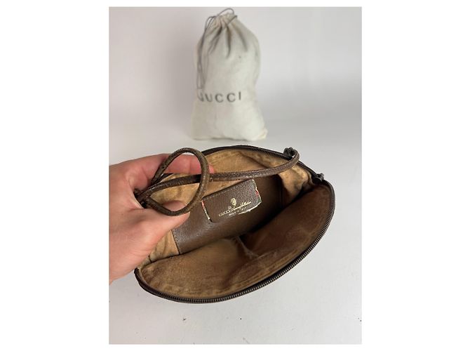 Ophidia Vintage Gucci Monogram Ledertasche Braun Grau - Ansicht 3