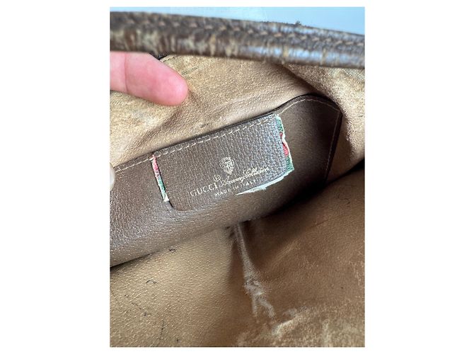 Ophidia Vintage Gucci Monogram Ledertasche Braun Grau - Ansicht 4