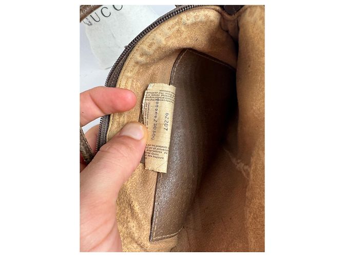 Ophidia Vintage Gucci Monogram Ledertasche Braun Grau - Ansicht 8