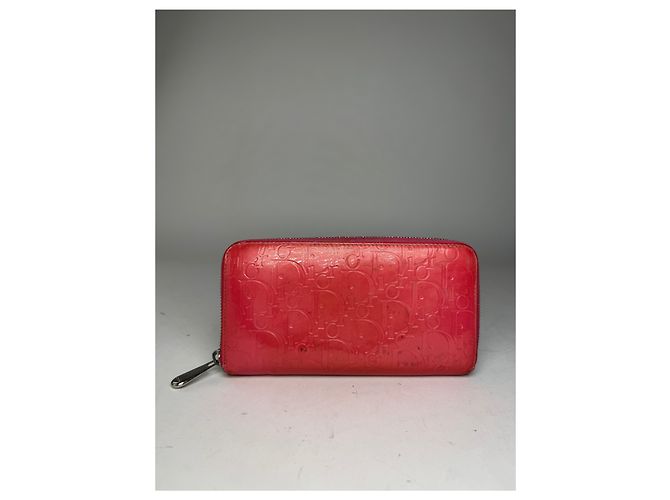 Vintage Dior Patent Leather Monogram Zippy Wallet Red - view 10