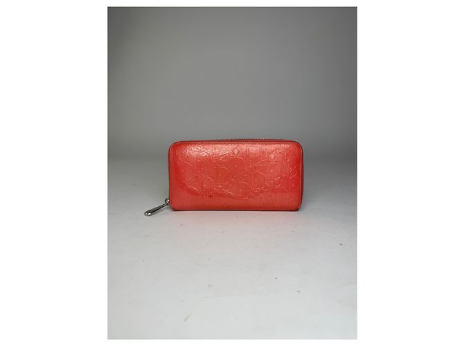 Vintage Dior Patent Leather Monogram Zippy Wallet Red - view 2