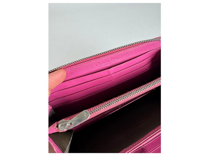 Vintage Dior Patent Leather Monogram Zippy Wallet Red - view 5