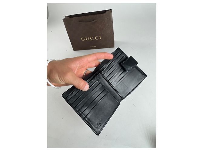 Carteira de couro monograma Gucci vintage preta Preto - vista 4