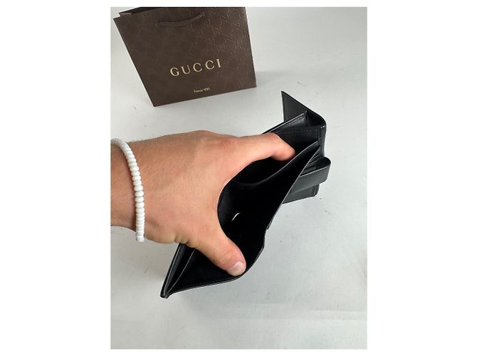 Carteira de couro monograma Gucci vintage preta Preto - vista 9