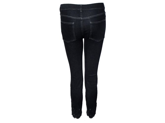 Chanel, jeans negros con estampado floral cortado a láser - vista 2
