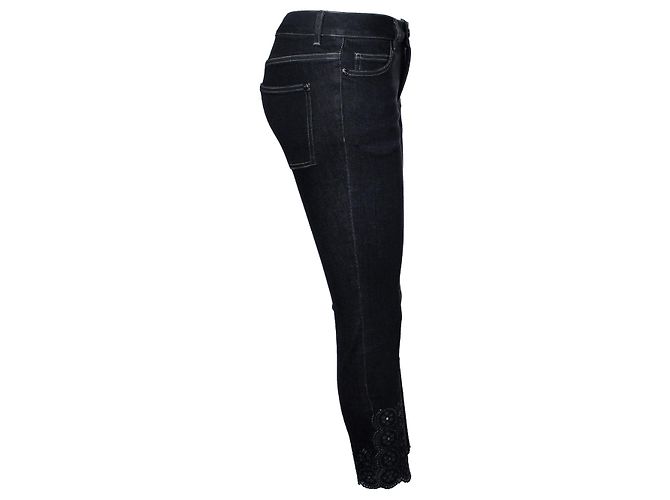 Chanel, jeans negros con estampado floral cortado a láser - vista 3