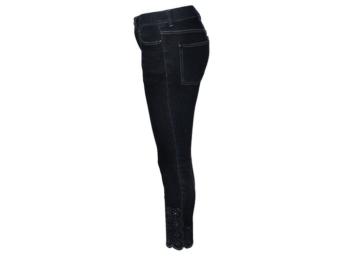 Chanel, jeans negros con estampado floral cortado a láser - vista 4