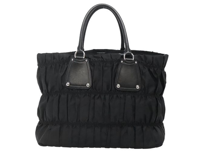 Prada Gaufre Tote Tessuto Grande Nero - vista 2