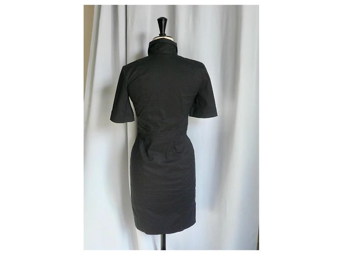 PATRIZIA PEPE Vestido Ajustado de Algodón Negro con Botones a Presión T40 IT - vista 2