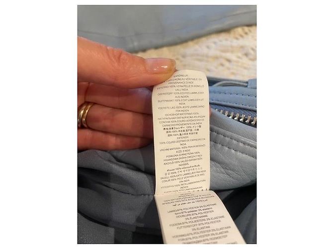 Michael Kors blaue Leder-Bikerjacke Hellblau - Ansicht 6