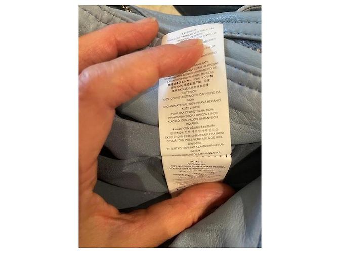 Michael Kors blaue Leder-Bikerjacke Hellblau - Ansicht 7