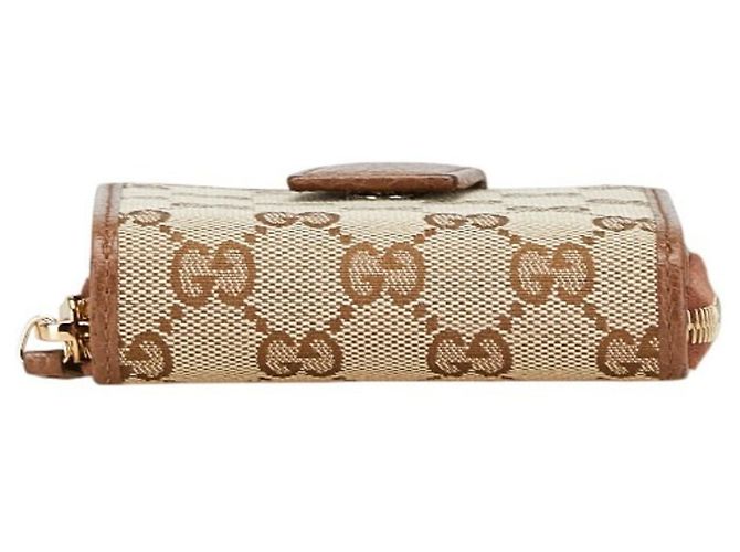 Gucci GG Canvas Reißverschluss-Bifold-Brieftasche Braun Beige - Ansicht 3