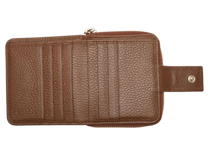 Gucci GG Canvas Reißverschluss-Bifold-Brieftasche Braun Beige - Ansicht 4