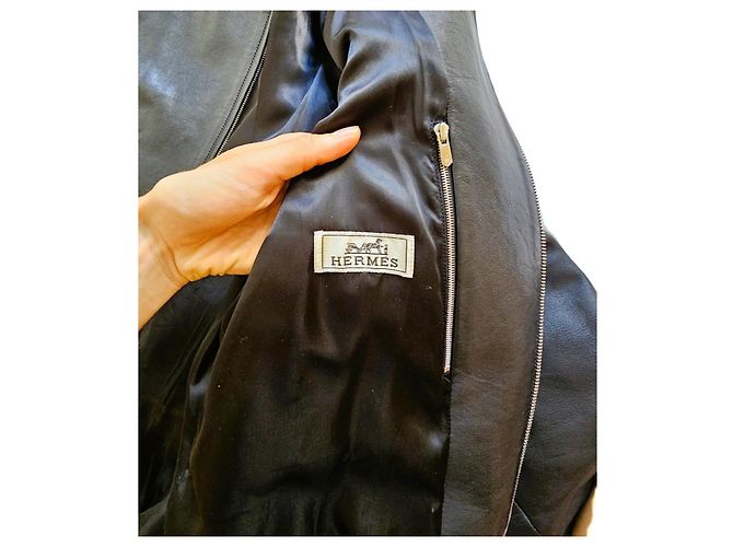 Giacca Bomber in Pelle e Pelo di Pony Hermès – Taglia 48 Nero - vista 2