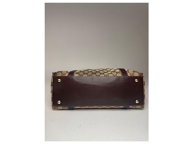 Vintage Gucci Monogram Handtasche Beige Braun - Ansicht 15