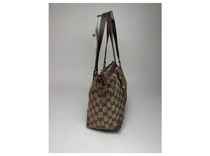 Vintage Gucci Monogram Handtasche Beige Braun - Ansicht 7