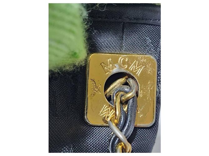 MCM Vintage Nylon Visetos Ketten-Eimerzugtasche Schwarz - Ansicht 8
