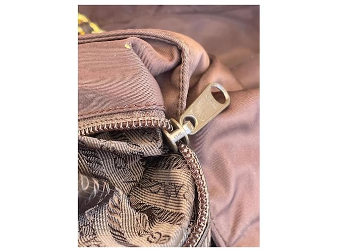 Tote Borsa Prada con catena in nylon Marrone - vista 14