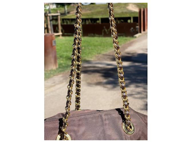 Tote Borsa Prada con catena in nylon Marrone - vista 7