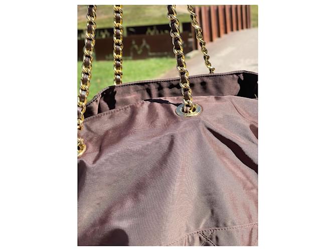 Tote Borsa Prada con catena in nylon Marrone - vista 8