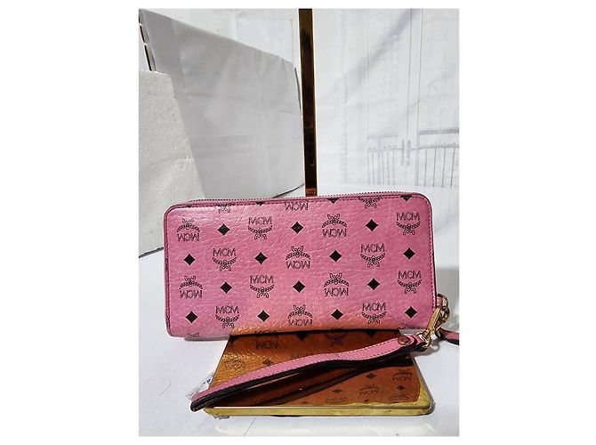 Cartera con cremallera MCM Visetos Rosa - vista 4