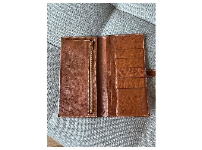 Portafoglio Hermès Béarn in pelle Epsom Oro Marrone Caramello Cammello - vista 3