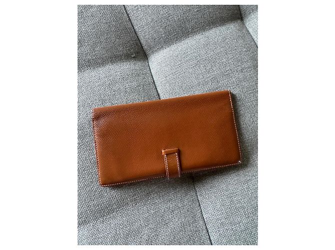 Portafoglio Hermès Béarn in pelle Epsom Oro Marrone Caramello Cammello - vista 5