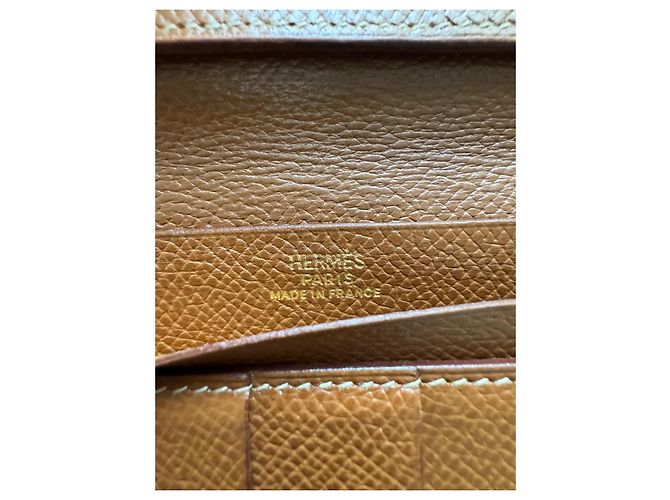 Portafoglio Hermès Béarn in pelle Epsom Oro Marrone Caramello Cammello - vista 6