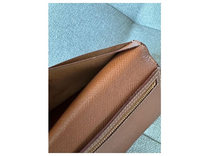 Portafoglio Hermès Béarn in pelle Epsom Oro Marrone Caramello Cammello - vista 8
