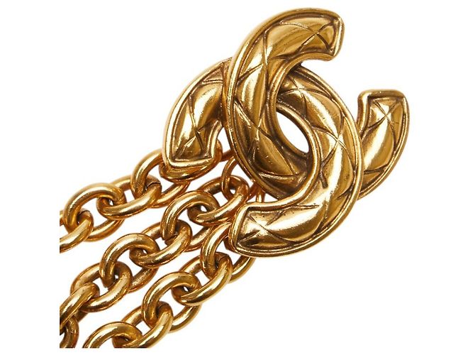 Timeless Vintage Chanel Matelassé 3-Strang Kette Gürtel Golden - Ansicht 2