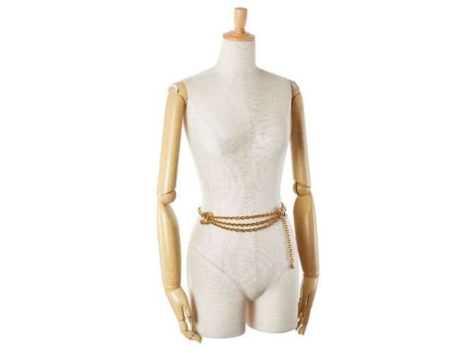 Timeless Vintage Chanel Matelassé 3-Strang Kette Gürtel Golden - Ansicht 6