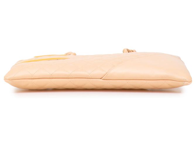 Chanel Cambon Ligne Flat Tote aus gestepptem Lammleder Beige - Ansicht 3