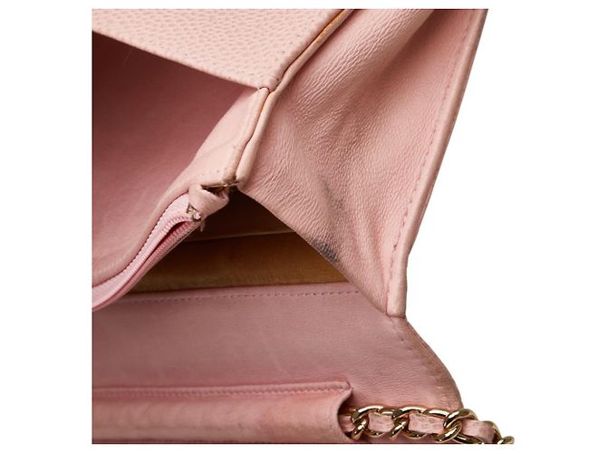 Portafoglio a catena Chanel Coco Mark in pelle caviar rosa - vista 10