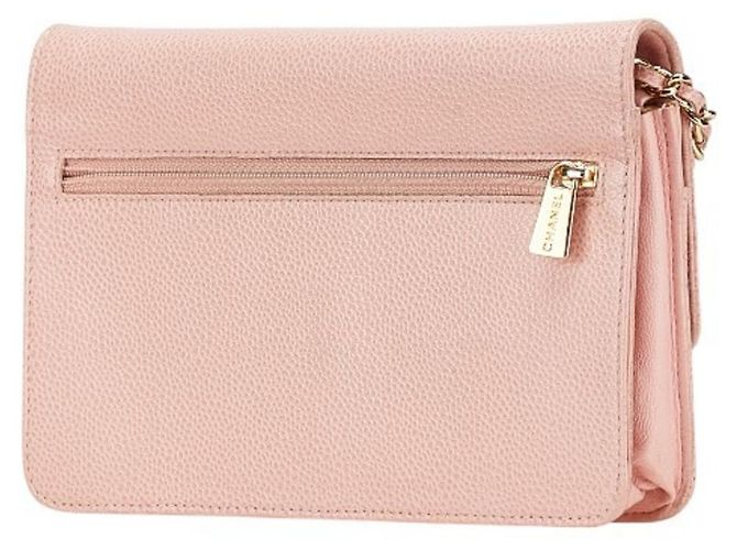 Portafoglio a catena Chanel Coco Mark in pelle caviar rosa - vista 2