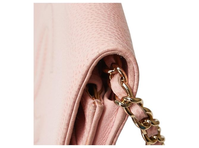 Portafoglio a catena Chanel Coco Mark in pelle caviar rosa - vista 6