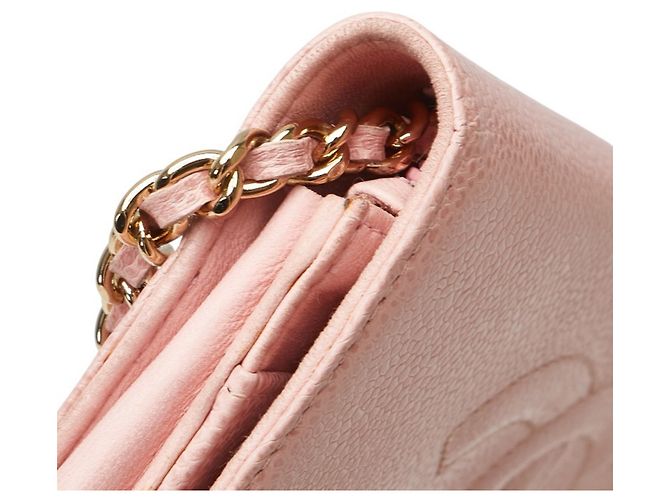 Portafoglio a catena Chanel Coco Mark in pelle caviar rosa - vista 7