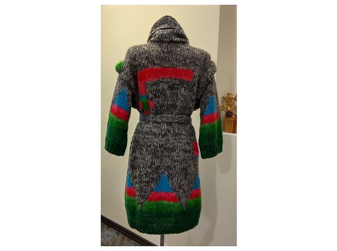 Autre Marque Kansai Yamamoto Wollstrickkleid Geometrisches Muster Mehrfarben - Ansicht 3