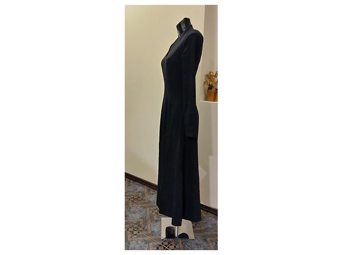 Plein Sud Schwarzes langes Kleid mit V-Ausschnitt - Ansicht 4